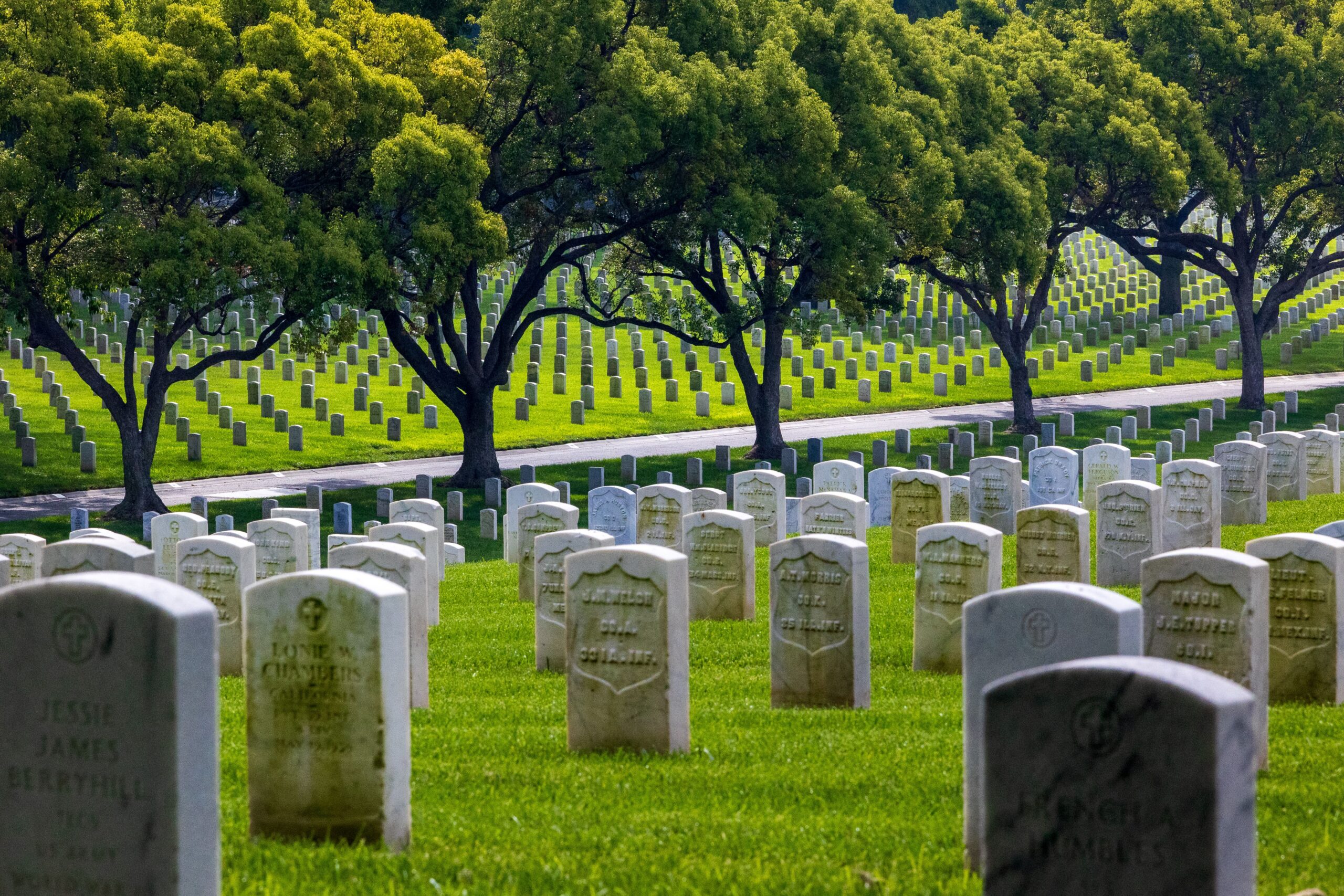 cemetery with headstones